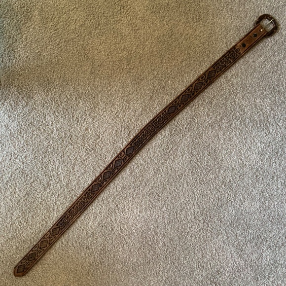 Leather Embossed Belt From Mexico Size 32 - Picture 4 of 6